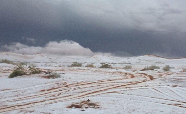 Фото дня. В Саудовской Аравии выпал снег
