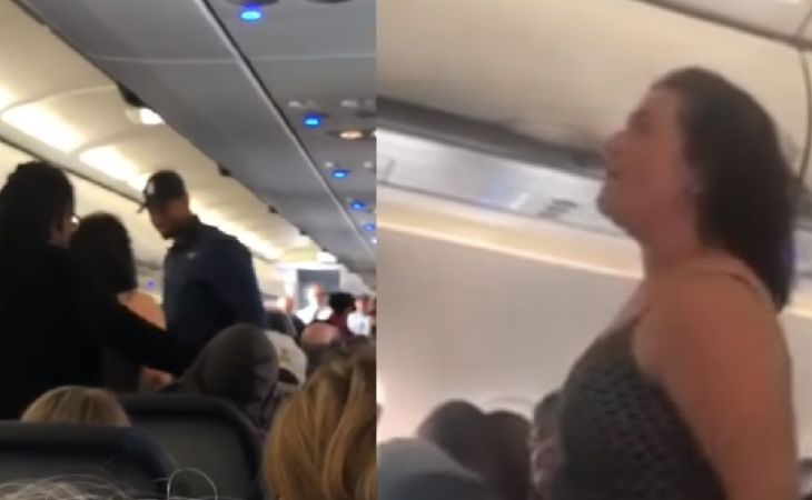 Женщина устроила истерику на борту самолета в США (видео)