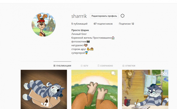 В Инстаграм появился аккаунт Шарика из «Простоквашино»