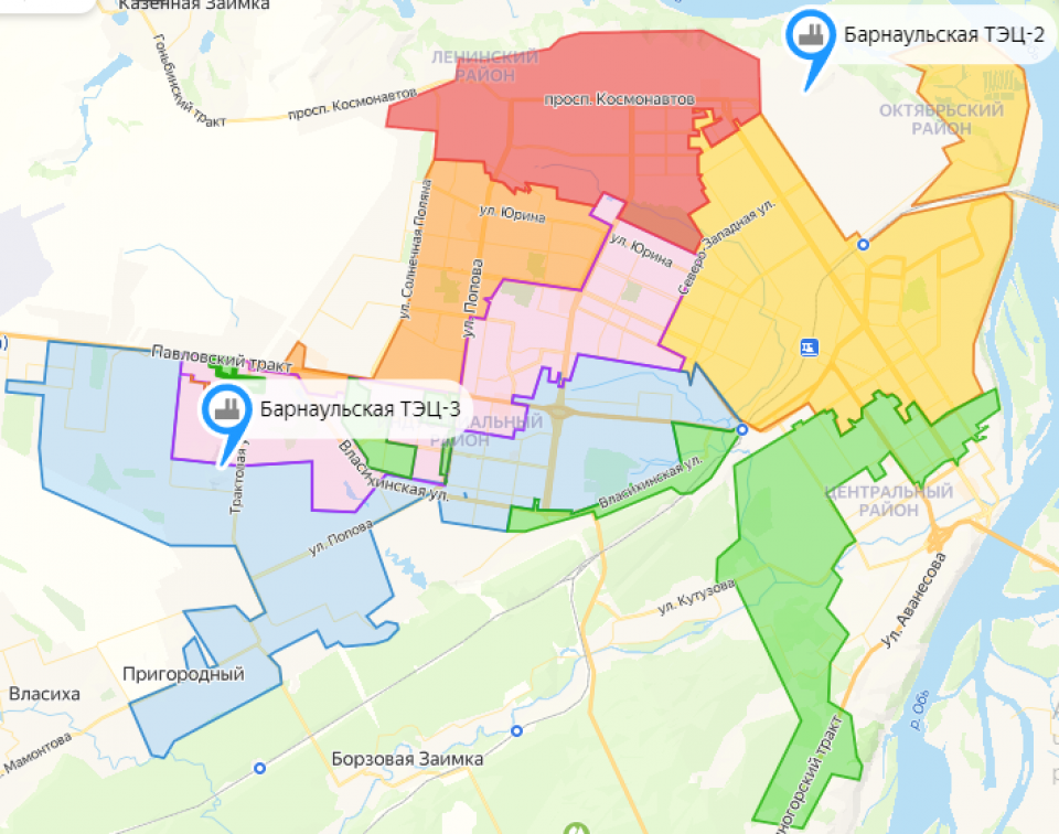Карта мест отключения горячей воды