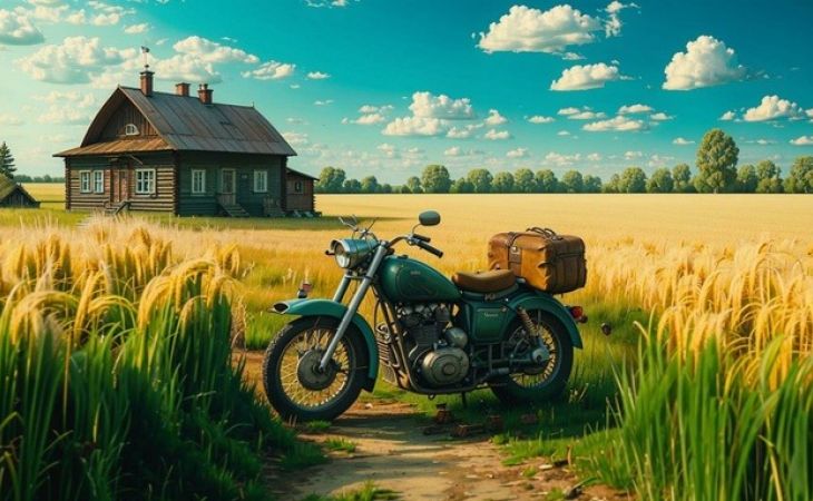Мопед в деревне